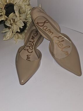 Sam Edelman Nude Patent Pointed-Toe D'Orsay Mules